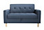 Modern Smart Sofa in a Box, Compact 2 Seater DARK GREY Fabric Sofa with Wooden Legs and Hidden Storage Space