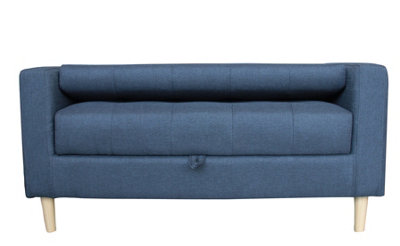 Modern Smart Sofa in a Box, Compact 2 Seater DARK GREY Fabric Sofa with Wooden Legs and Hidden Storage Space