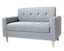 Modern Smart Sofa in a Box, Compact 2 Seater LIGHT GREY Fabric Sofa with Wooden Legs and Hidden Storage Space