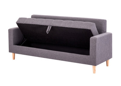 Modern Smart Sofa in a Box, Taupe Fabric Sofa with Hidden Storage - 3 Seater