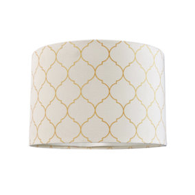 Modern Soft Brushable Light Cream Velvet 25cm Lamp Shade with Gold Foil Decor