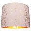 Modern Soft Pink Cotton Fabric 12" Lamp Shade with Gold Foil Floral Decoration