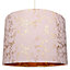 Modern Soft Pink Cotton Fabric 12" Lamp Shade with Gold Foil Floral Decoration