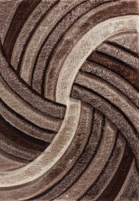 Modern Soft Swirl Shimmer Shaggy Area Rugs Bronze 60x220 cm