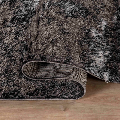 Modern Soft Two Tone Shimmer Shaggy Area Rugs Silver 160x230 cm