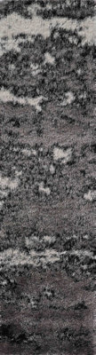 Modern Soft Two Tone Shimmer Shaggy Area Rugs Silver 160x230 cm