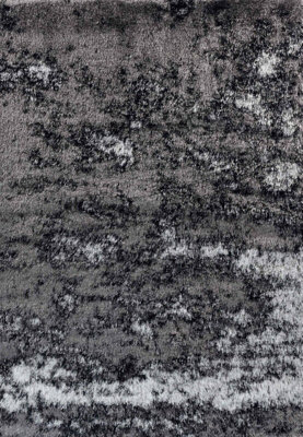 Modern Soft Two Tone Shimmer Shaggy Area Rugs Silver 80x150 cm