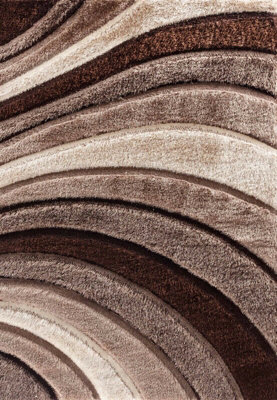 Modern Soft Waves Shimmer Shaggy Area Rugs Bronze 120x170 cm