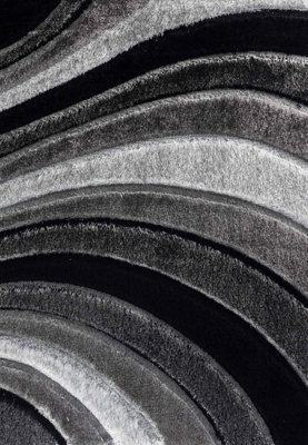 Modern Soft Waves Shimmer Shaggy Area Rugs Grey 80x150 cm