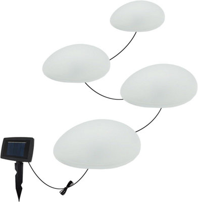 Modern Solar Pebble Garden Lights Faux Sea Glass Accent