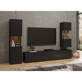 Modern & Spacious Ava 09 Entertainment Unit H300mm W1800mm D350mm in Chic Black