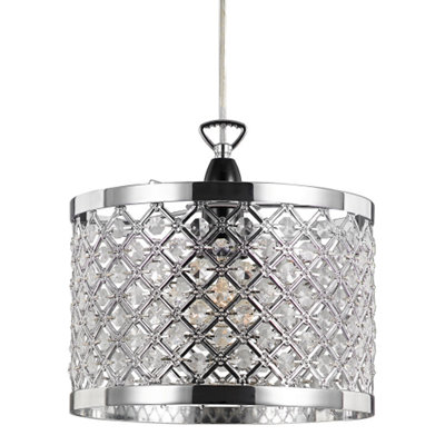 Modern Sparkly Ceiling Pendant Light Shade with Clear Beads DIY at B&Q