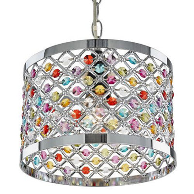 Modern Sparkly Ceiling Pendant Light Shade with Multi-Coloured Beads
