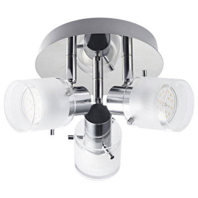 Modern Spot LED Bathroom Chrome Ceiling Light Fixture with Glass ...