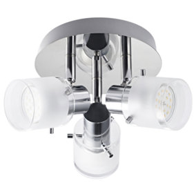 Modern Spot LED Bathroom Chrome Ceiling Light Fixture with Glass Diffuser Shades