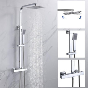 Modern Square Exposed Thermostatic Mixer Shower Set Shower Head and Handheld