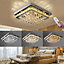 Modern Square Fancy Chrome Crystal LED Flush Mount Ceiling Light Fixture Chandelier 40cm, Dimmable