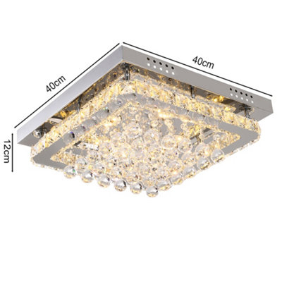 Modern Square Fancy Chrome Crystal LED Flush Mount Ceiling Light ...