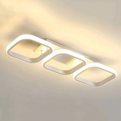 Modern Square LED Ceiling Light - Black Base with White Frames - Ideal for Living Rooms, Bedrooms & More