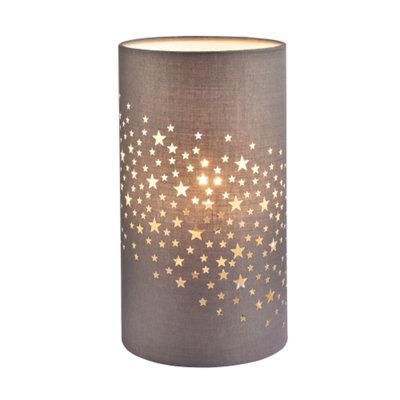 Modern Stars Decorated Children/Kids Medium Grey Cotton Bedside Table Light