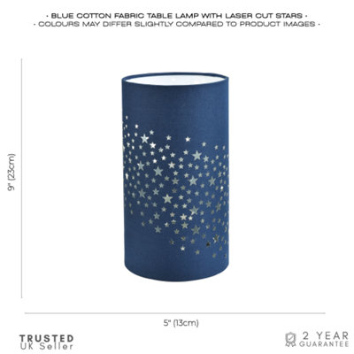 Modern Stars Decorated Children/Kids Midnight Blue Cotton Bedside Table Light