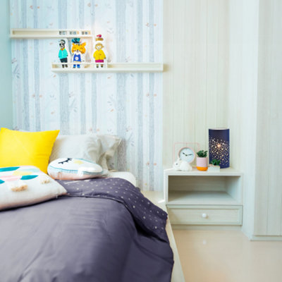 Modern Stars Decorated Children/Kids Midnight Blue Cotton Bedside Table Light