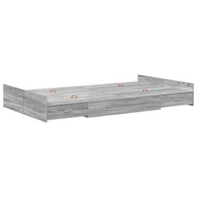 Modern Storage Bed Frame Grey sonoma 120 x 190 cm Engineered wood