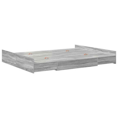 Modern Storage Bed Frame Grey sonoma 160 x 200 cm Engineered wood
