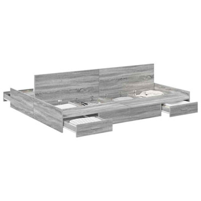Modern Storage Bed Frame Grey sonoma 160 x 200 cm Engineered wood