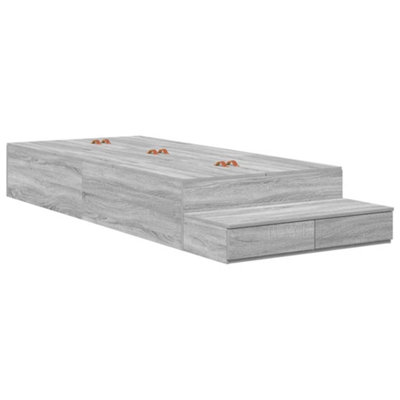 Modern Storage Bed Frame Grey Sonoma 75x190 cm