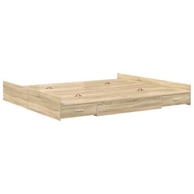 Modern Storage Bed Frame Sonoma oak 180 x 200 cm Engineered wood