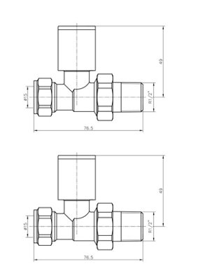 Modern Straight Radiator Valves - Matt Black 15mm Pair