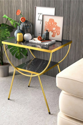 Modern Style Side Table-Nightstand-End Table with Storage Shelf For Living Room