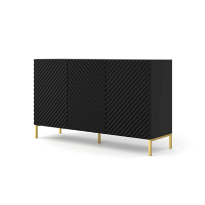 Modern Surf Sideboard Cabinet in Black Matt W1500mm x H870mm x D420mm