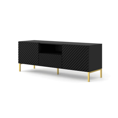 Modern Surf TV Cabinet in Black Matt W1500mm x H560mm x D420mm