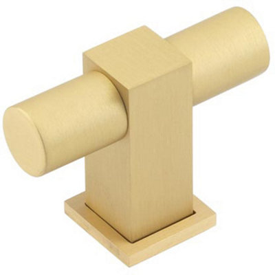 Modern T Bar Cupboard Knob in Satin Brass for Stylish Decor - Kitchen Cabinet Knob
