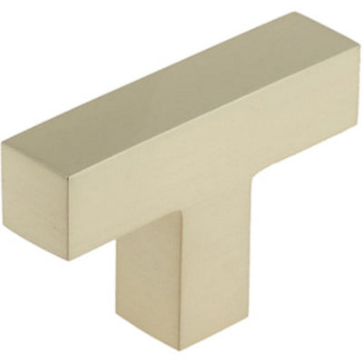 Modern T-Bar Square Cupboard Knob in Satin Nickel Finish - Kitchen Cabinet Knob