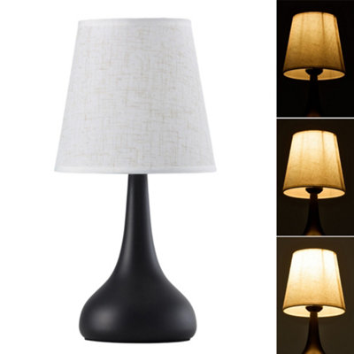 Modern Table Lamp With Fabric Shade, Classic Black Matte Bedroom Bedside Lamp ,16x30cm