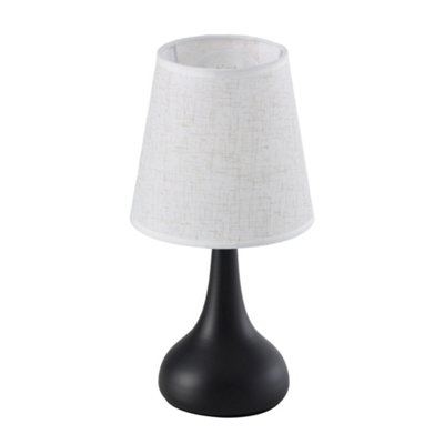 Modern Table Lamp With Fabric Shade, Classic Black Matte Bedroom Bedside Lamp ,16x30cm