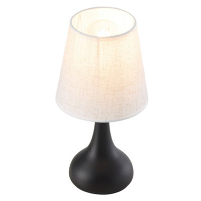 Modern Table Lamp With Fabric Shade, Classic Black Matte Bedroom Bedside Lamp ,16x30cm