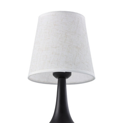 Modern Table Lamp With Fabric Shade, Classic Black Matte Bedroom Bedside Lamp ,16x30cm