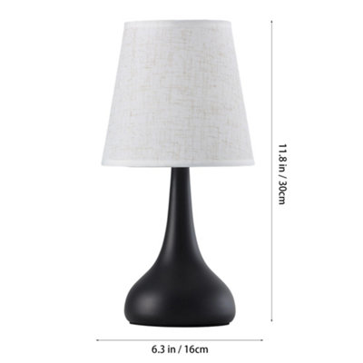 Modern Table Lamp With Fabric Shade, Classic Black Matte Bedroom Bedside Lamp ,16x30cm