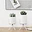 Modern Tabletop Succulent Planter Ceramic Pots with White Short Feet Metal Stand 80 x 145 mm