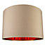Modern Taupe Cotton 16" Floor/Pendant Lamp Shade with Shiny Copper Inner