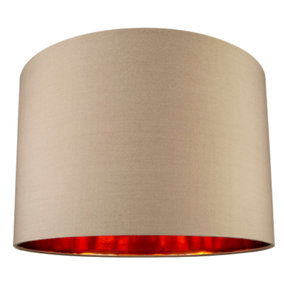 Modern Taupe Cotton 16 Floor/Pendant Lamp Shade with Shiny Copper Inner