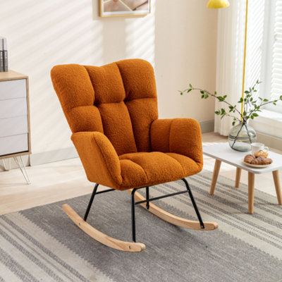 Modern Teddy Fabric Tufted Upholstered Rocking Chair Caramel