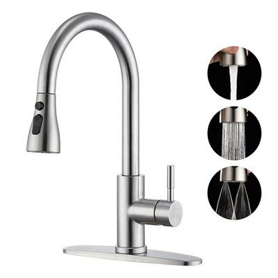Modern Telescopic Kitchen Faucet 360 Rotating Stainless Steel Faucet ...