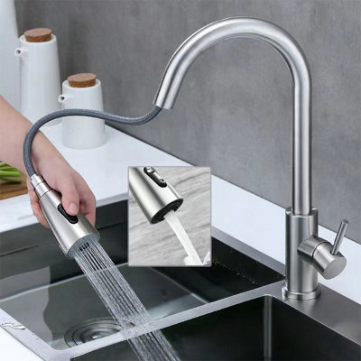 Modern Telescopic Kitchen Faucet 360 Rotating Stainless Steel Faucet ...