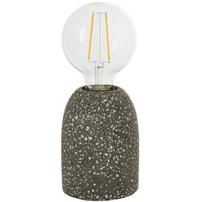 Modern Terrazzo Mini Table Lamp Black Speckled Marble Bedside Bulb