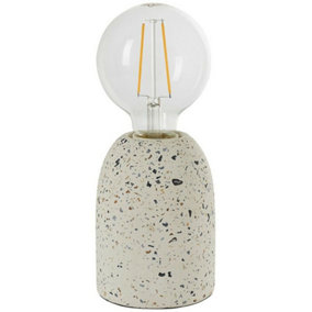 Modern Terrazzo Mini Table Lamp White Speckled Marble Bedside Bulb Holder Light